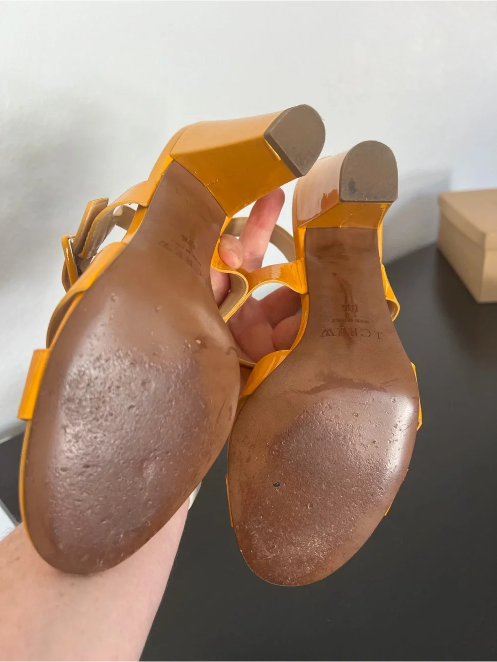 J. Crew Yellow Patent High Heel Slingback Sandals - Women